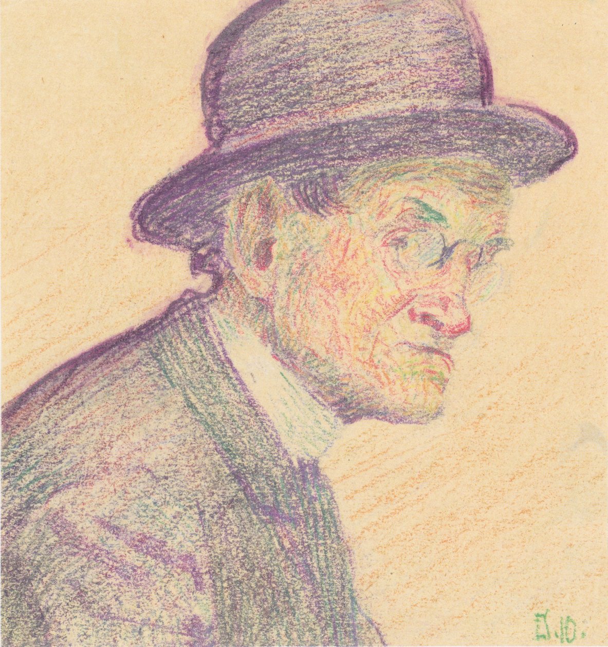 Hombre con bombín y monóculo de Egon Schiele