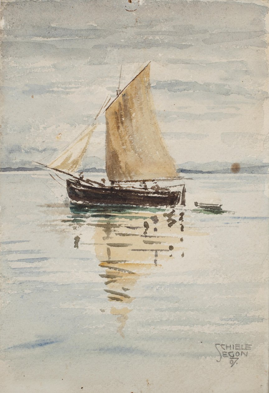 Barco de vela con reflejos de Egon Schiele