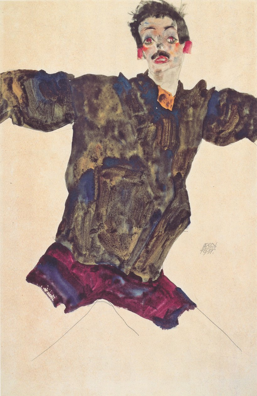 Autorretrato con brazos extendidos de Egon Schiele