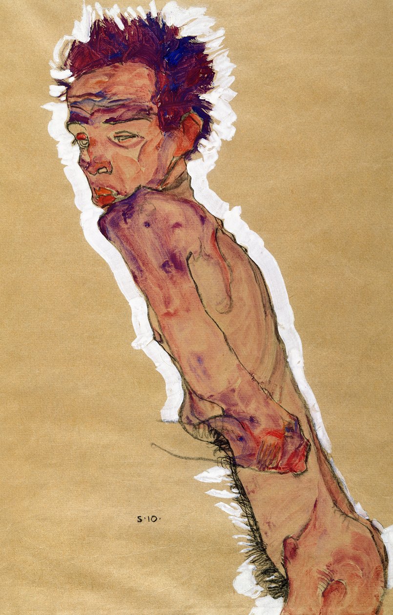 Autorretrato desnudo, 1910 de Egon Schiele