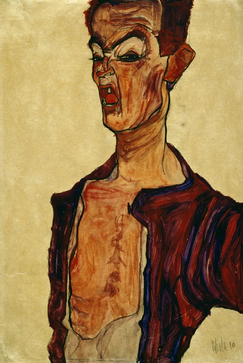 Autorretrato Gritando de Egon Schiele