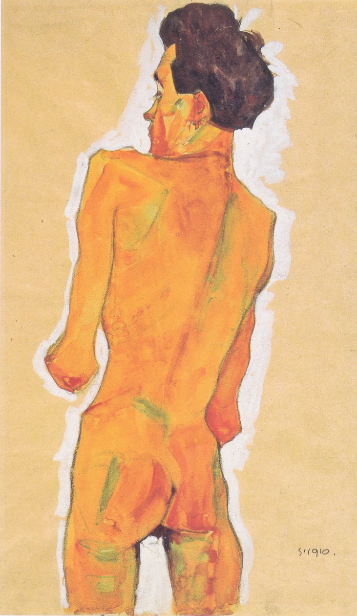 Desnudo masculino de espalda de pie de Egon Schiele