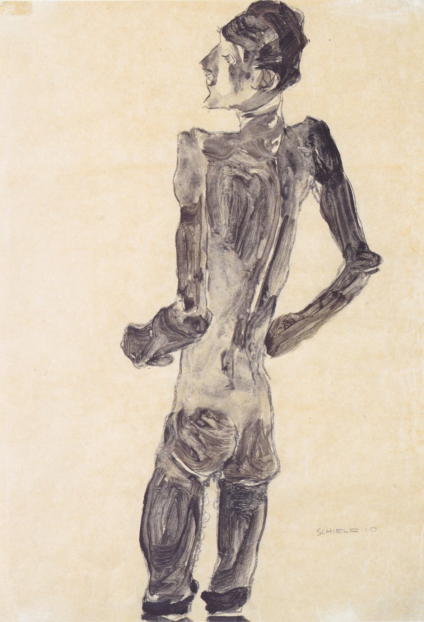 Desnudo masculino de espalda de pie de Egon Schiele