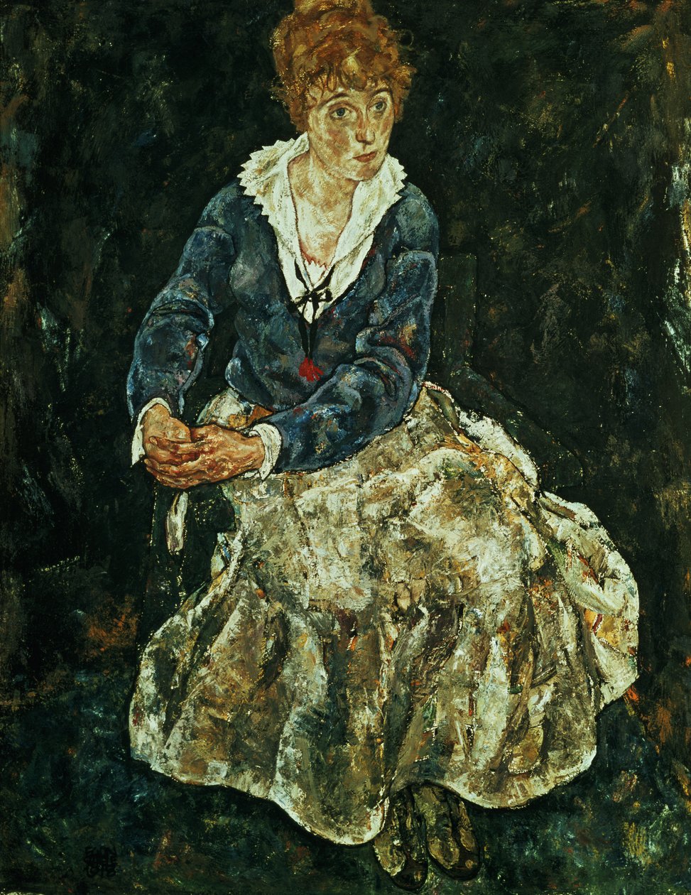 La esposa del Artista sentada, c.1912 de Egon Schiele