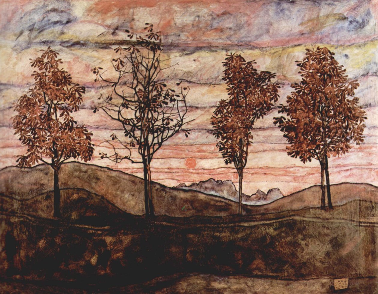 Cuatro árboles de Egon Schiele