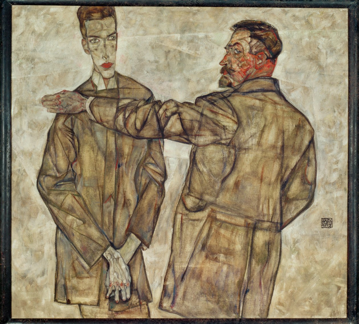 Doble retrato inspector central ... (pintura sobre lienzo) de Egon Schiele
