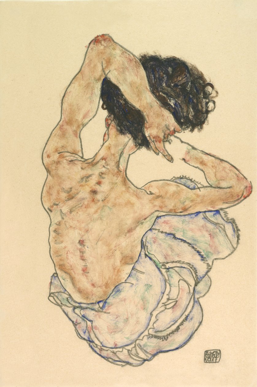 Acto de espalda femenina, 1917 de Egon Schiele