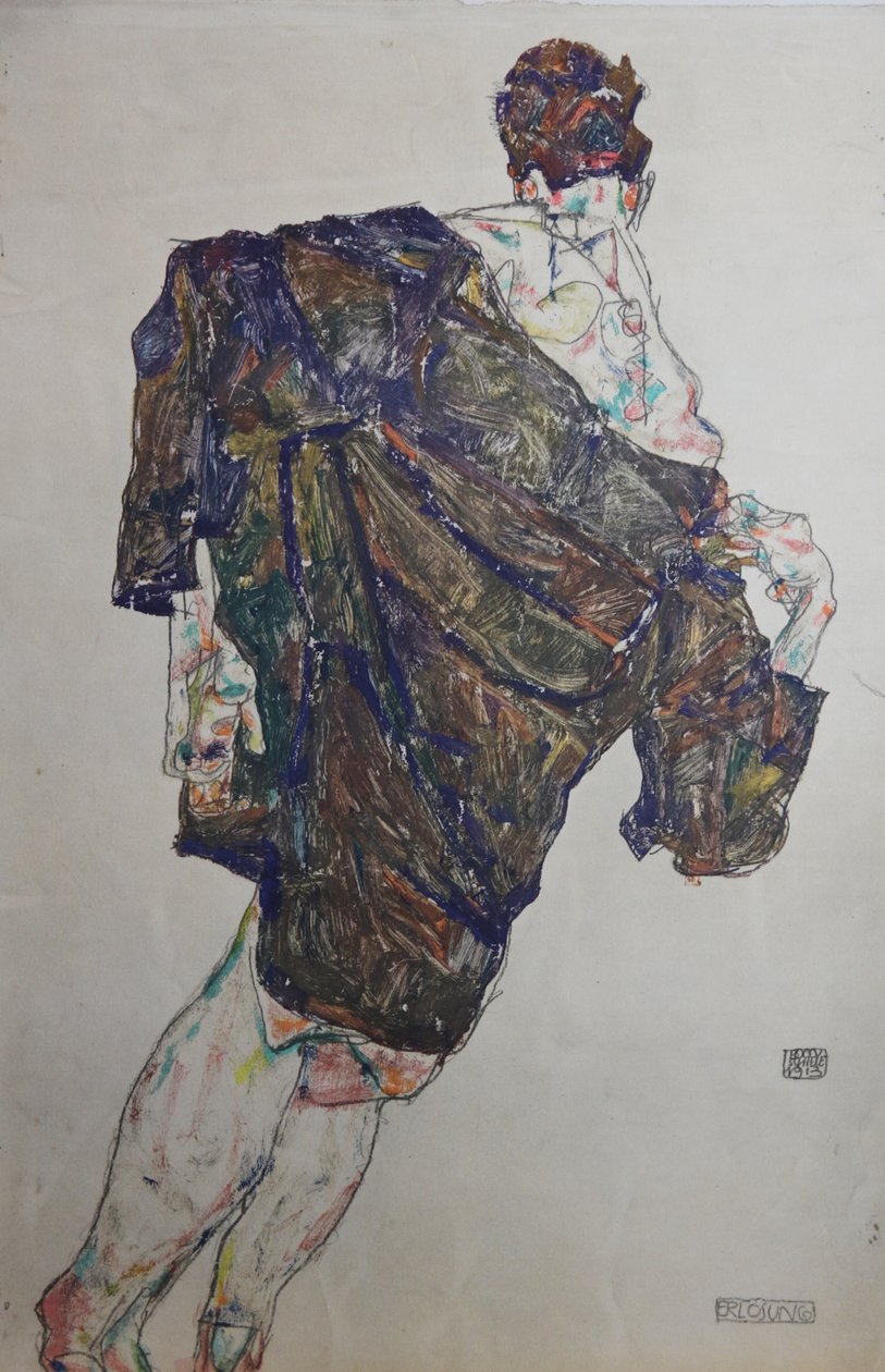 Figura con manto, 1913 de Egon Schiele