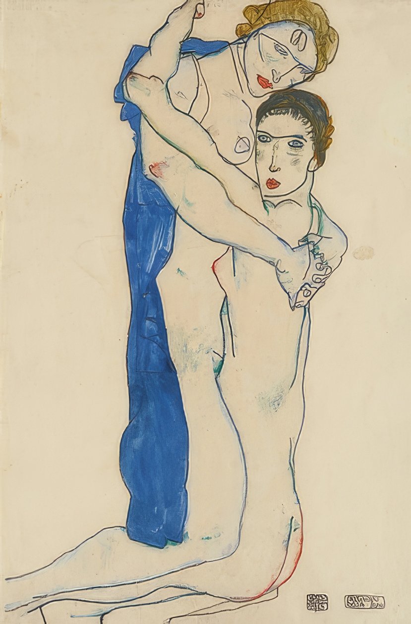 Amiga, Rosa-Azul de Egon Schiele