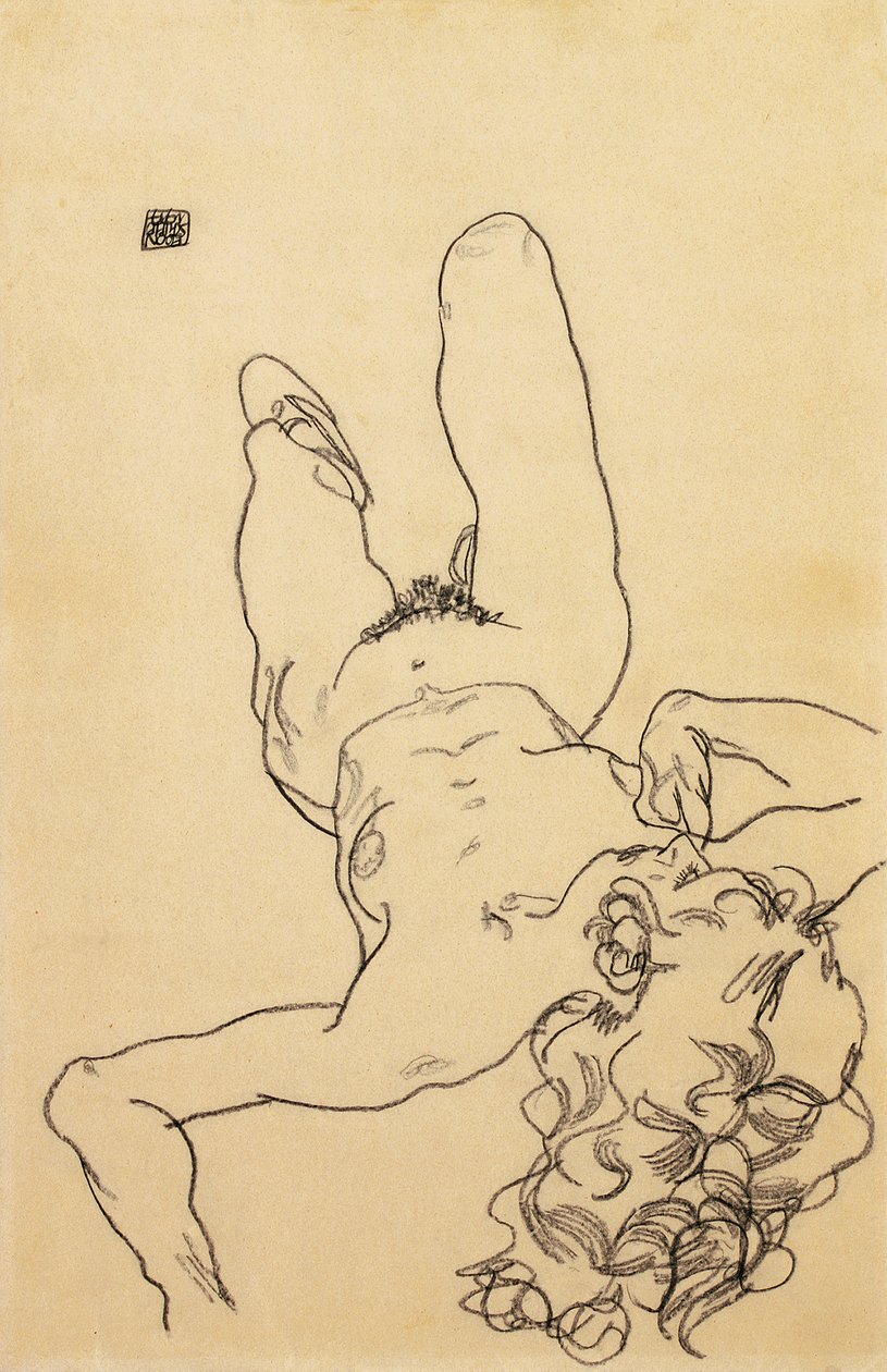 Desnudo femenino arrodillado, 1917 de Egon Schiele