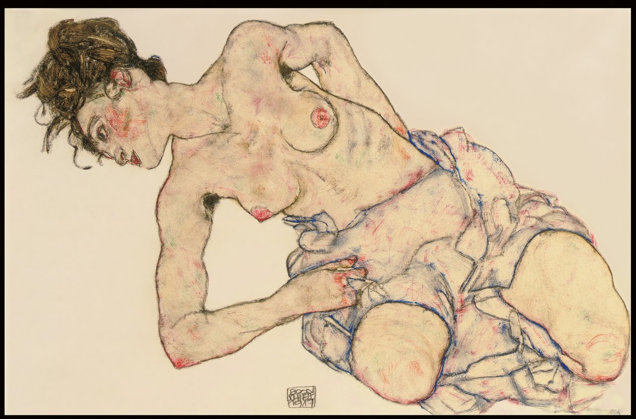 Kneider weiblicher halbakt, 1917 de Egon Schiele