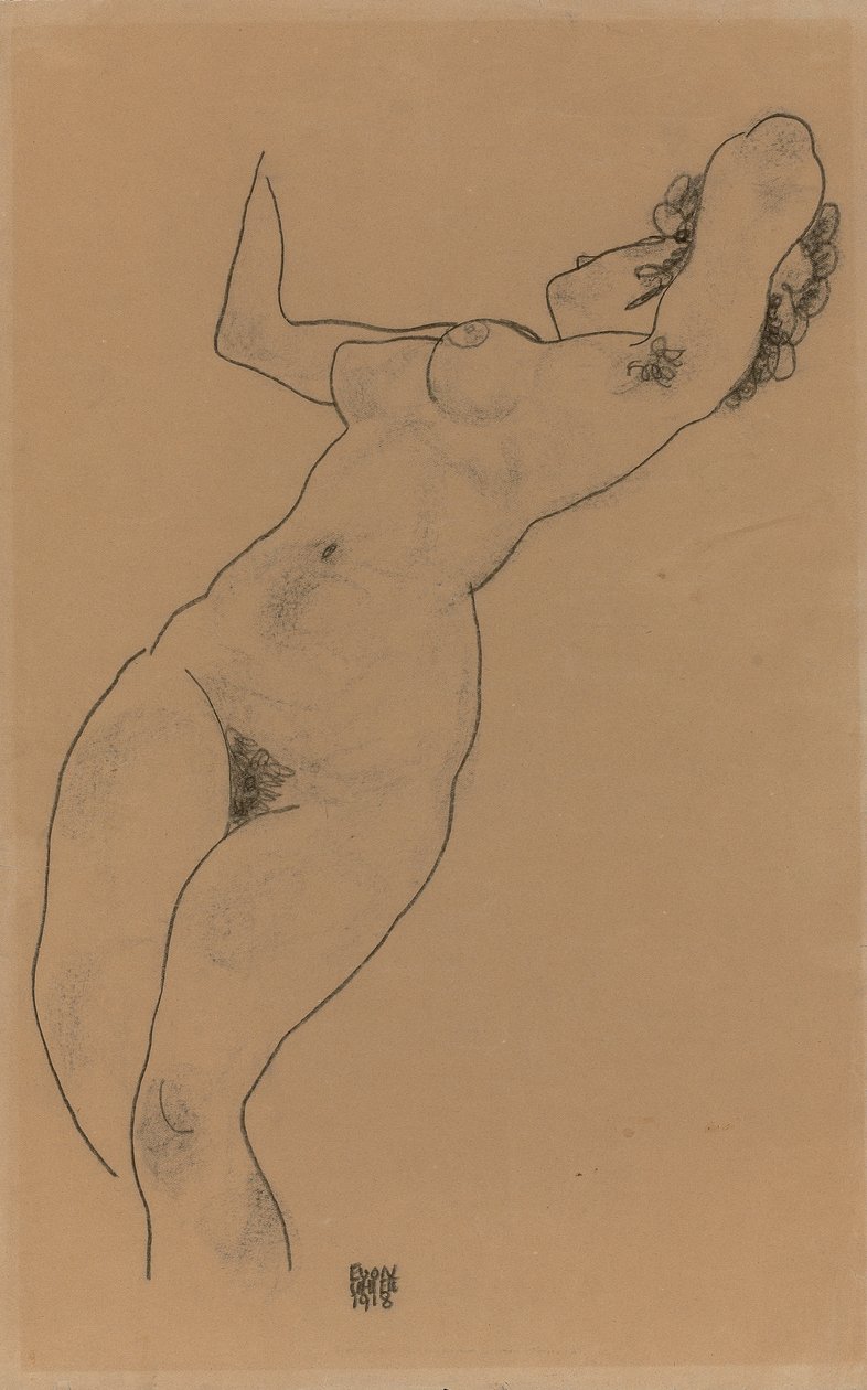 Desnudo reclinado; Liegender Akt, 1918 de Egon Schiele