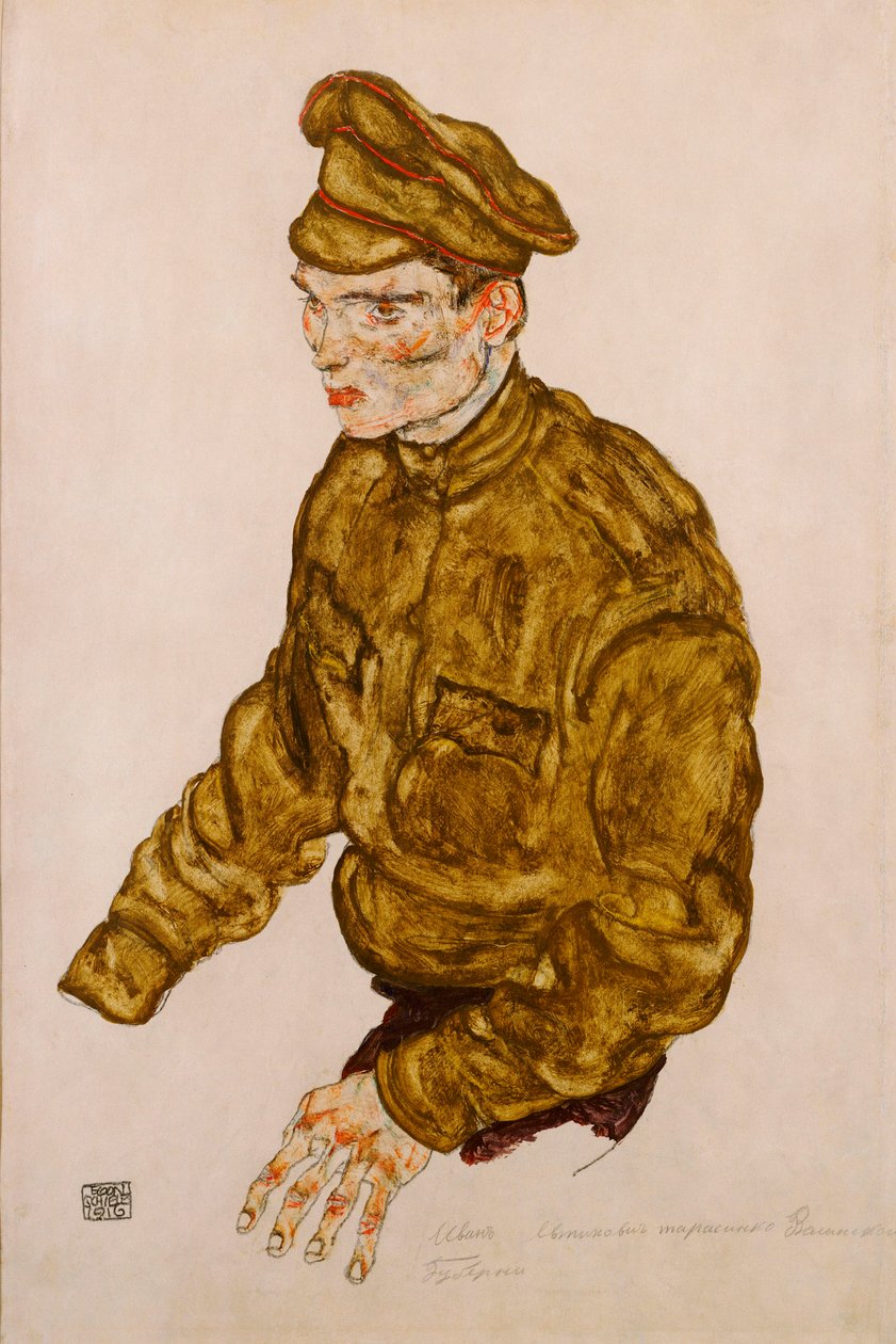 Prisionero de guerra ruso, 1916 de Egon Schiele