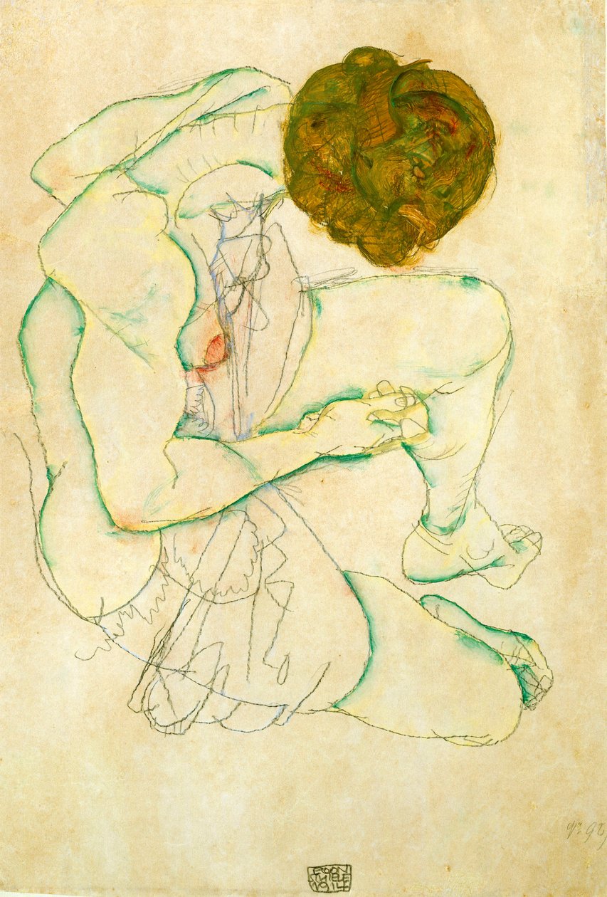 Mujer desnuda sentada, 1914 de Egon Schiele