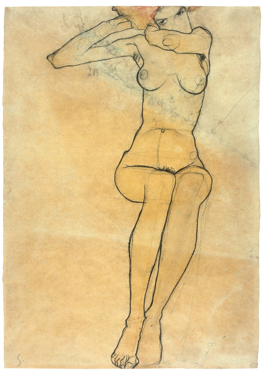 Desnudo sentado, 1910 de Egon Schiele