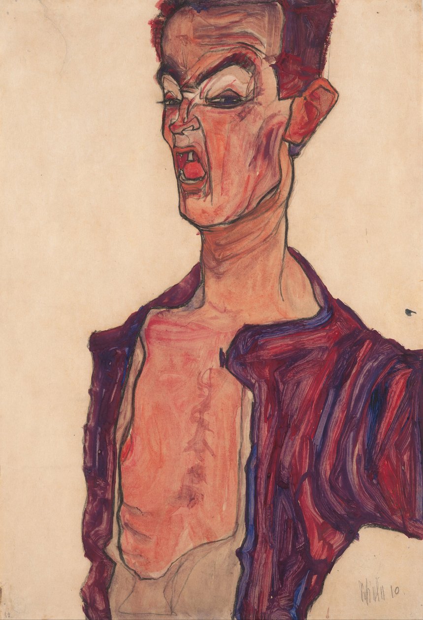 Autorretrato, haciendo muecas, 1910 de Egon Schiele