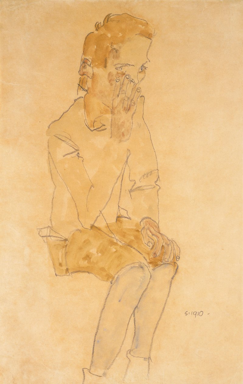 Niño sentado, 1910 de Egon Schiele