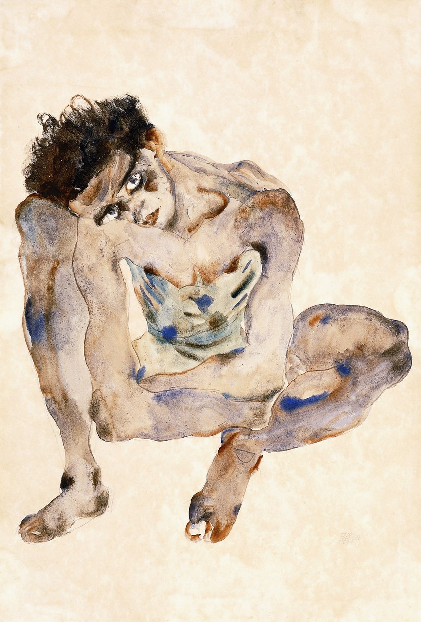 En Cuclillas de Egon Schiele