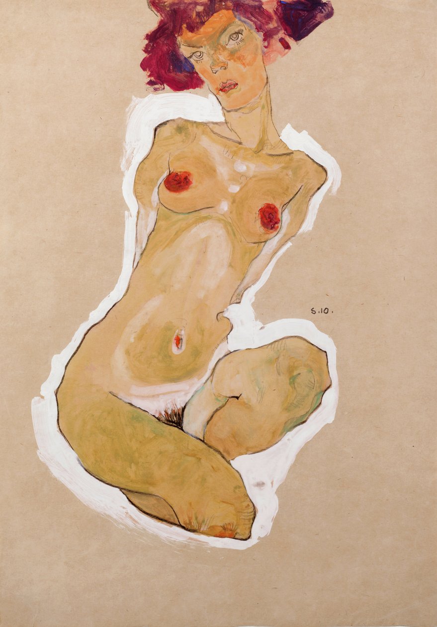 Desnudo femenino en cuclillas, 1910 de Egon Schiele