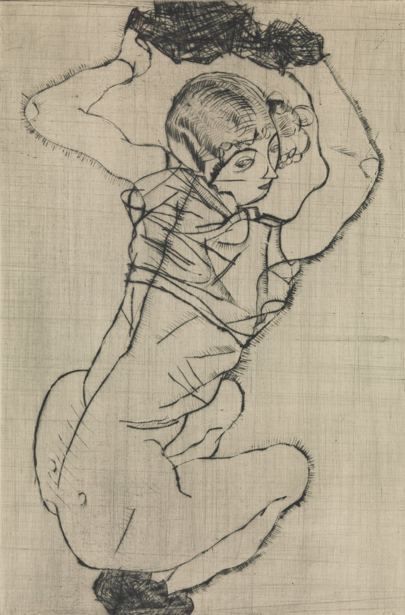 Mujer en cuclillas, 1914 de Egon Schiele