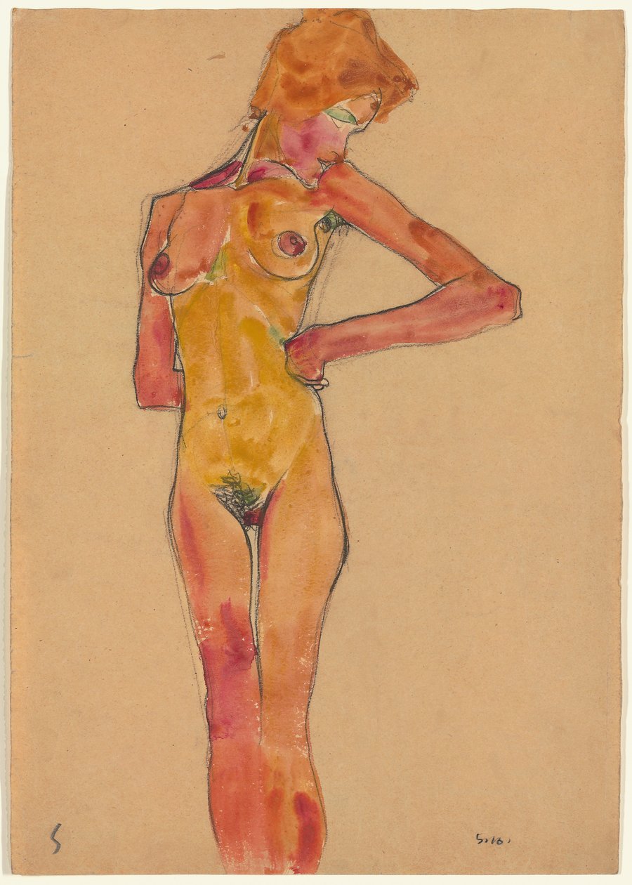 Desnudo femenino de pie de Egon Schiele
