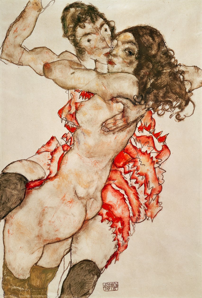 Dos mujeres abrazándose de Egon Schiele