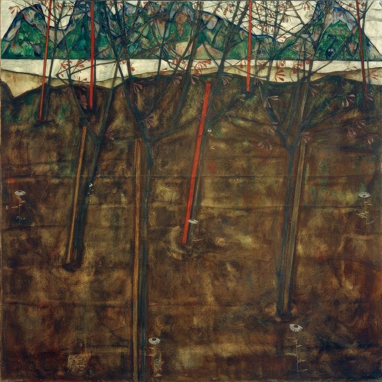 Paisaje de principios de primavera de Egon Schiele