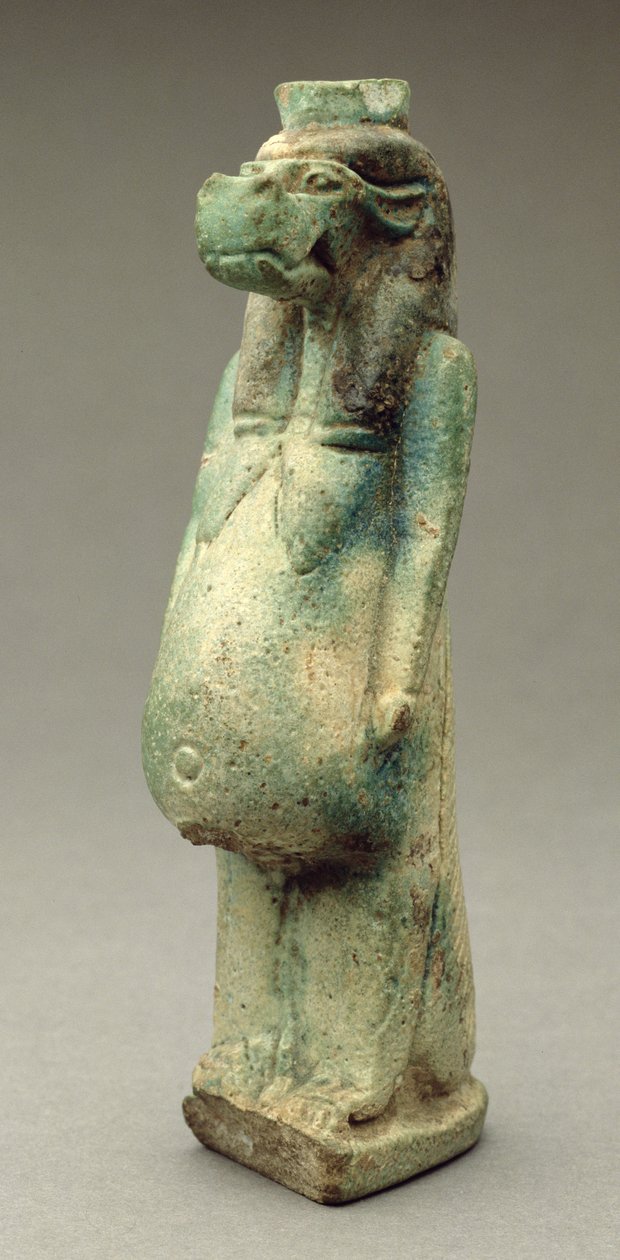Estatuilla de la diosa Taweret, un hipopótamo con cola de cocodrilo (faience) de Egyptian