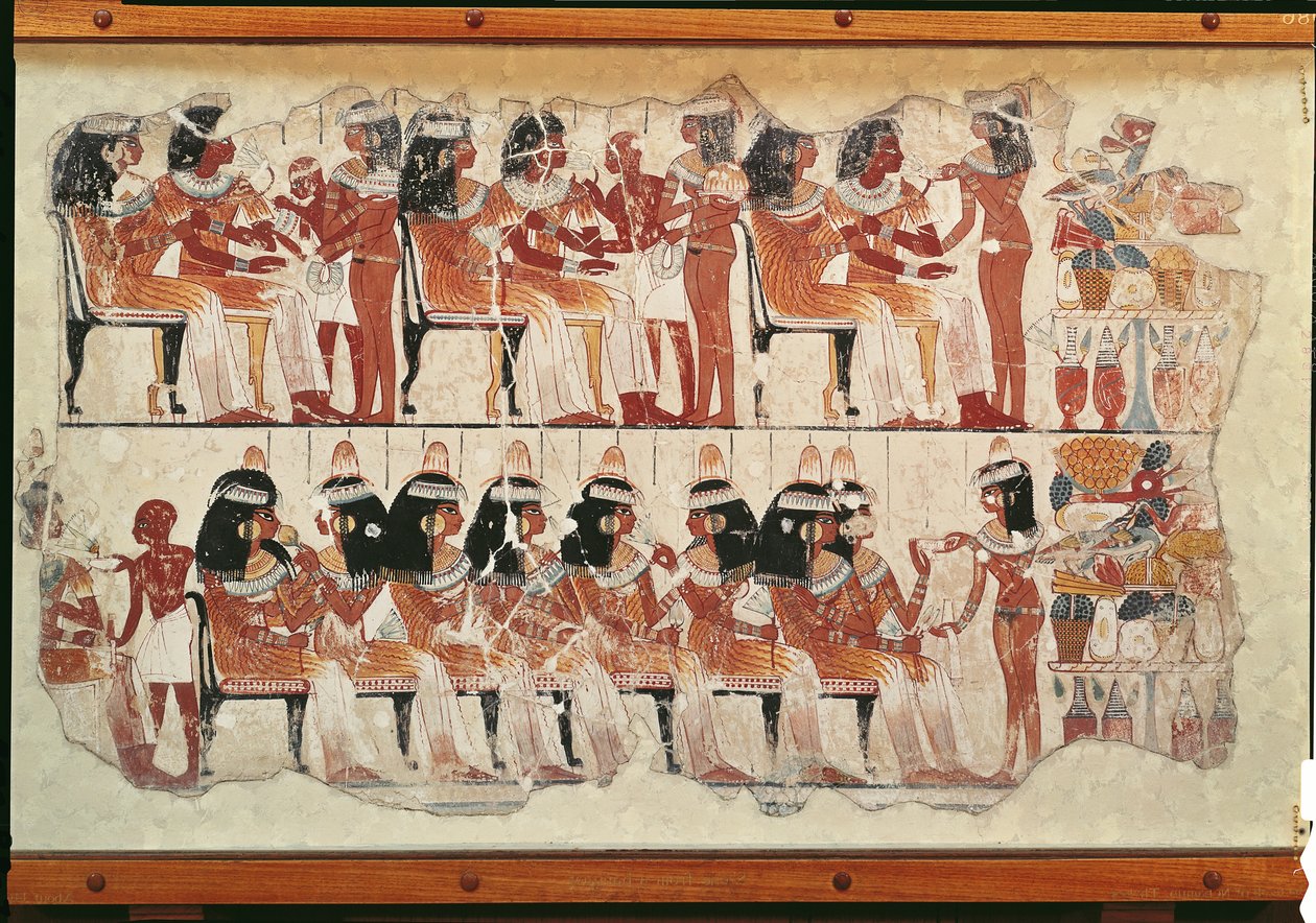Escena de Banquete, de Tebas, c.1400 a.C. de Egyptian 18th Dynasty