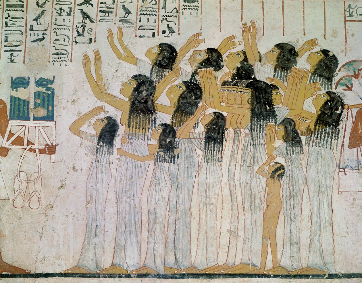 Mujeres llorando en una procesión fúnebre, de la Capilla-Tumba de Ramose, Visir y Gobernador de Tebas, Nuevo Reino, c.1360 a.C. de Egyptian 18th Dynasty