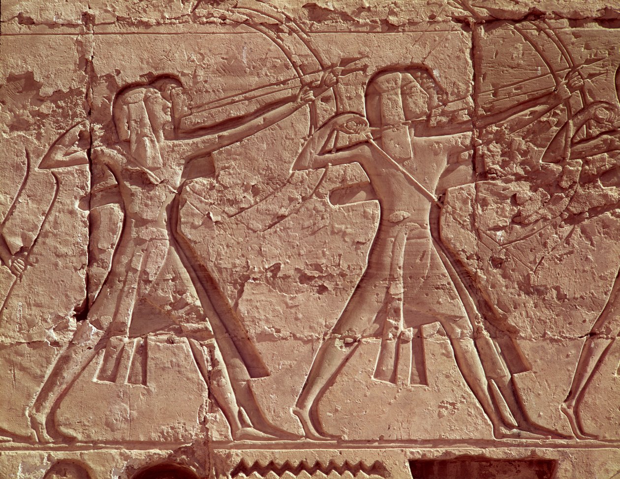 Arqueros, detalle de la caza de Ramsés III de Egyptian 20th Dynasty
