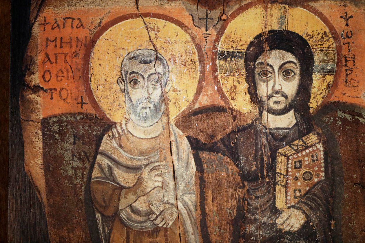 Jesús y Menas en un icono del siglo VI de Egyptian