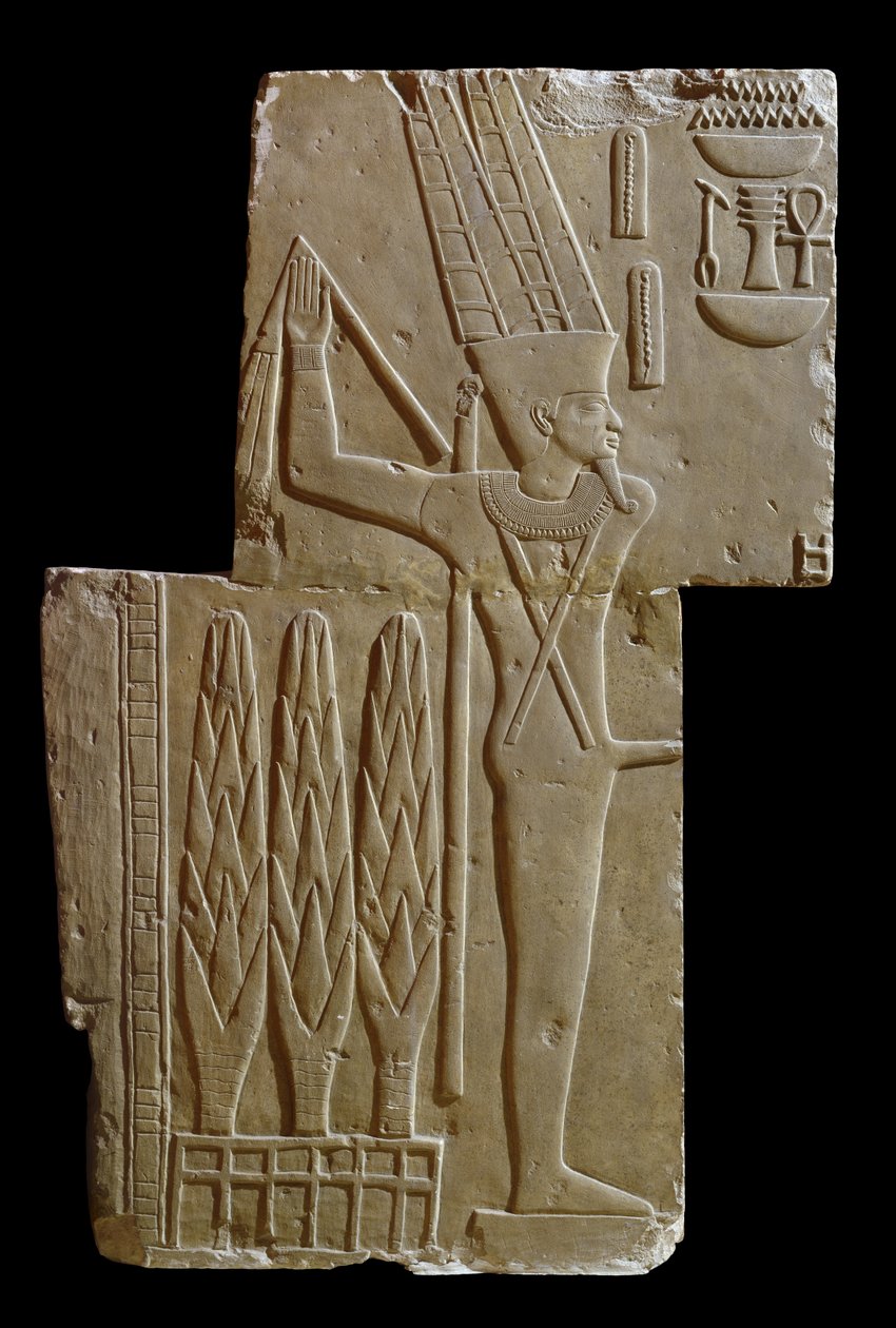 Relieve del dios Min (caliza) de Egyptian