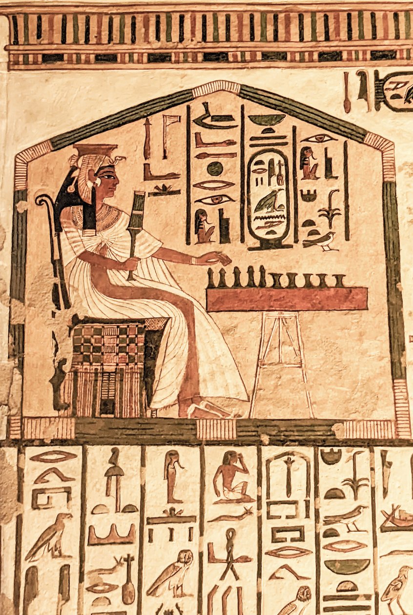 Nefertari jugando senet (pintura mural) de Egyptian 19th Dynasty
