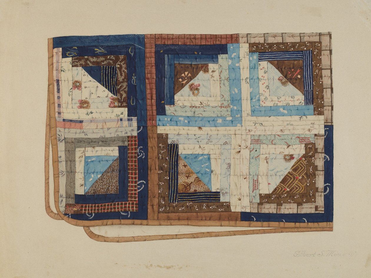 Colcha de Cabaña de Troncos de Elbert S. Mowery