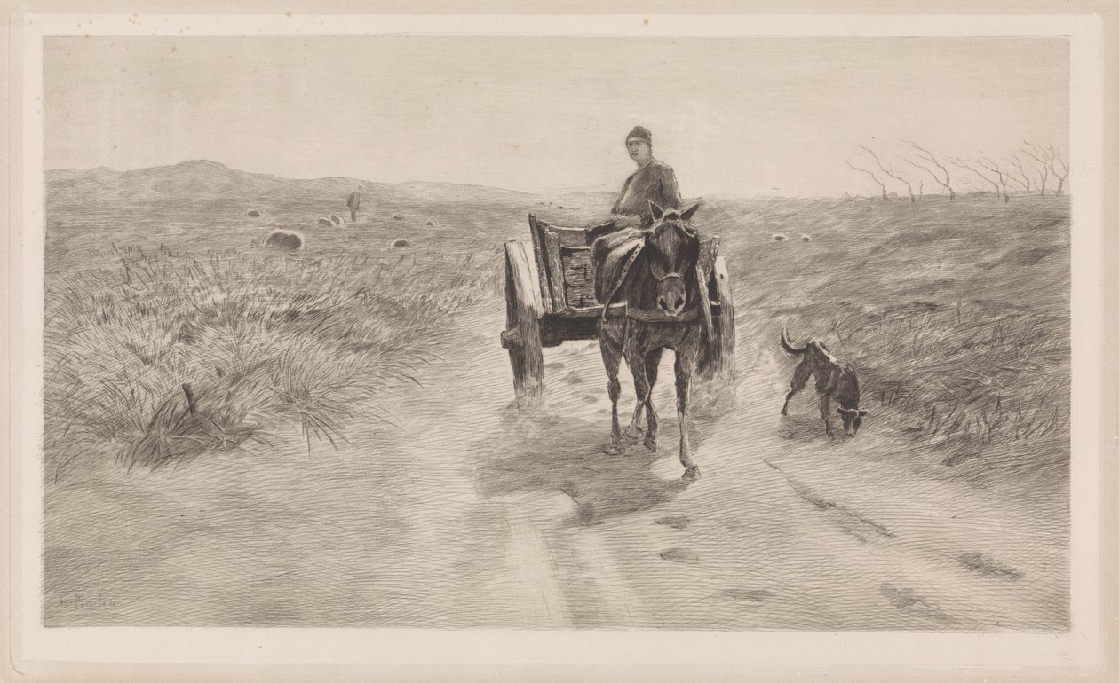 paisaje con carro de caballos de Elias Stark