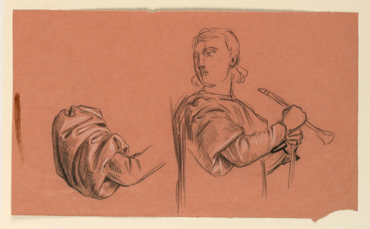 Dibujo, detalles de estudio de figura, hacia 1885 de Elihu Vedder