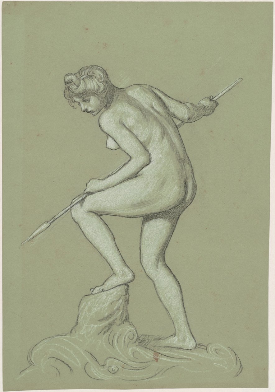 Niña arponeando delfín de Elihu Vedder