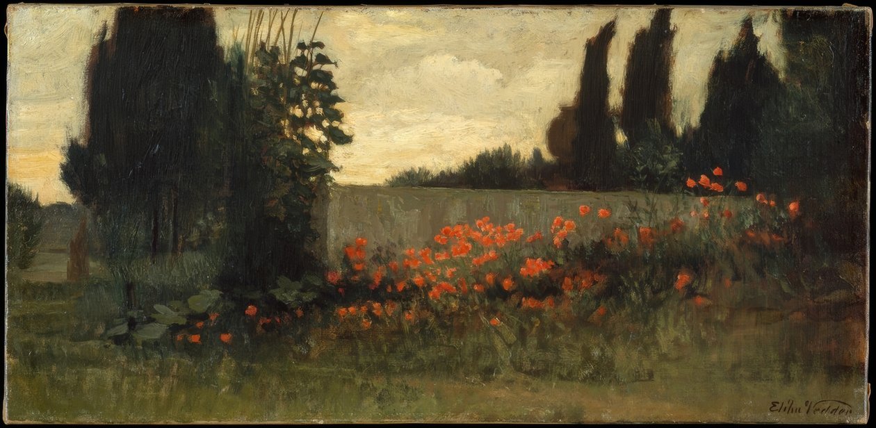 Ciprés y amapolas de Elihu Vedder
