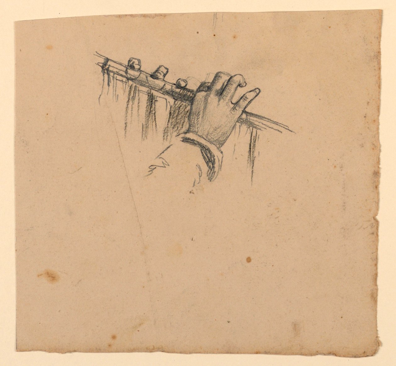 Estudio de manos sosteniendo una flauta de Elihu Vedder