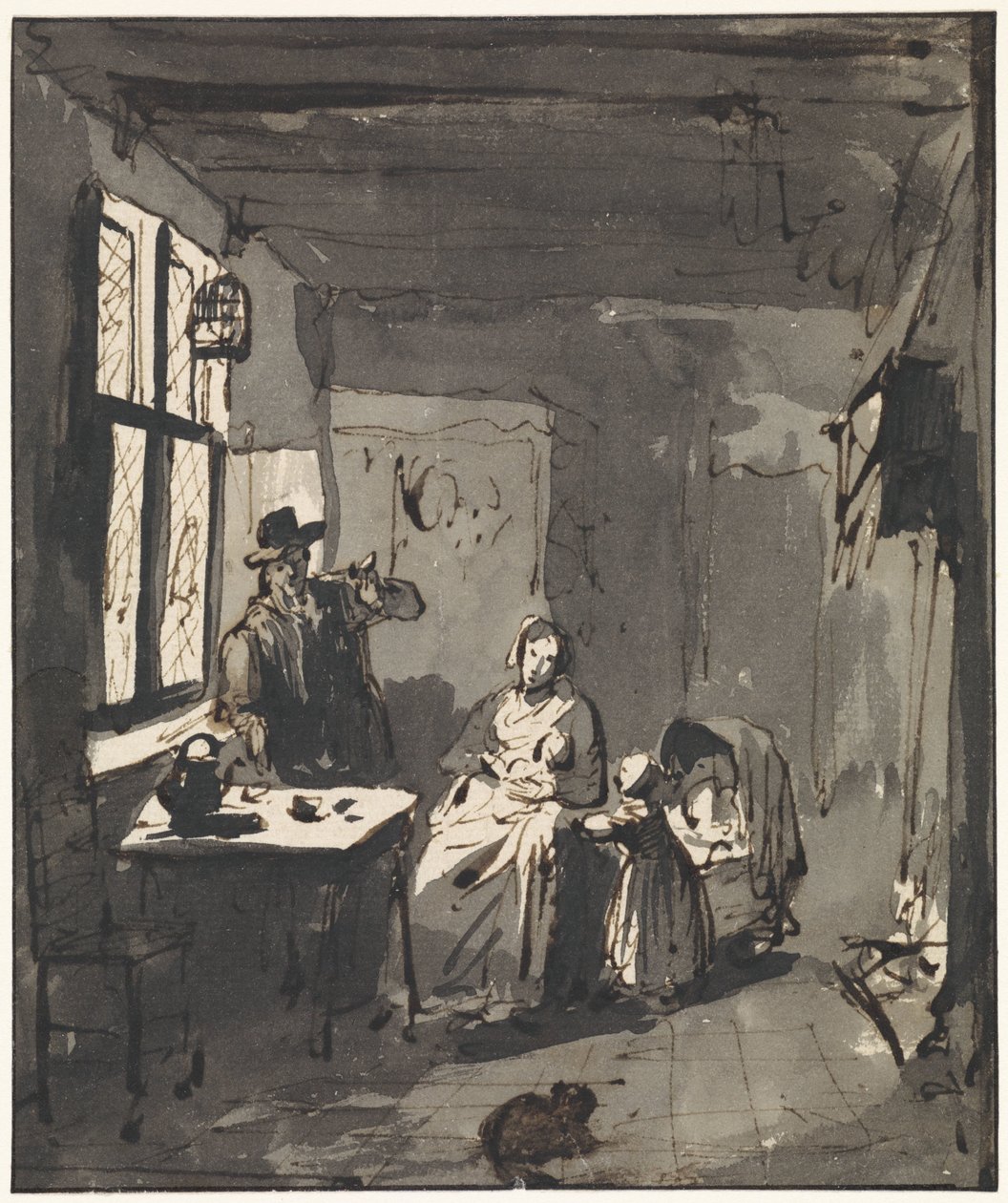 Interior con escena familiar de Elisabeth Alida Haanen