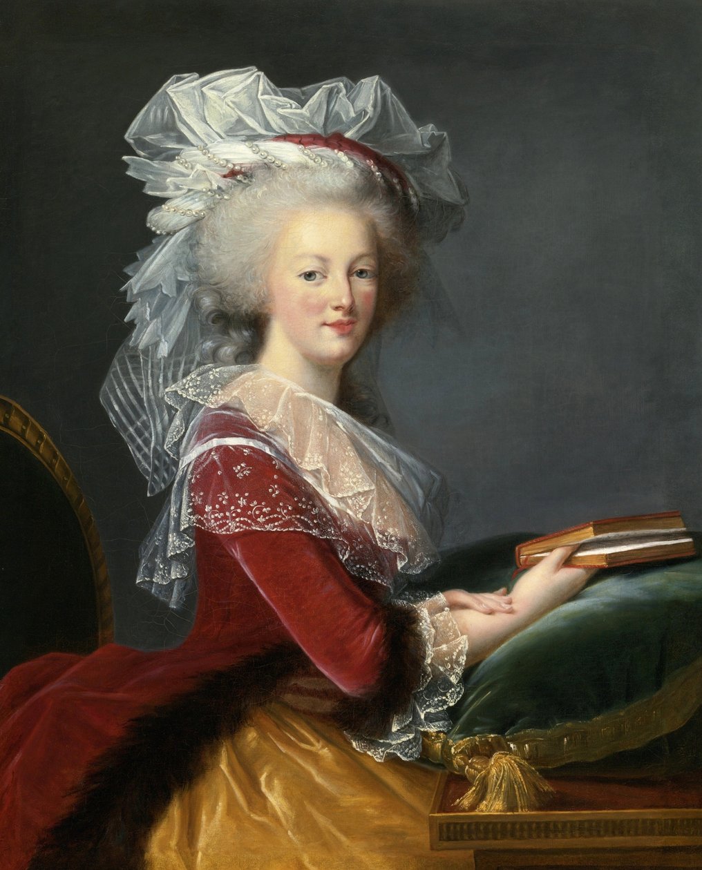 María Antonieta con un libro de Elisabeth Louise Vigee Lebrun