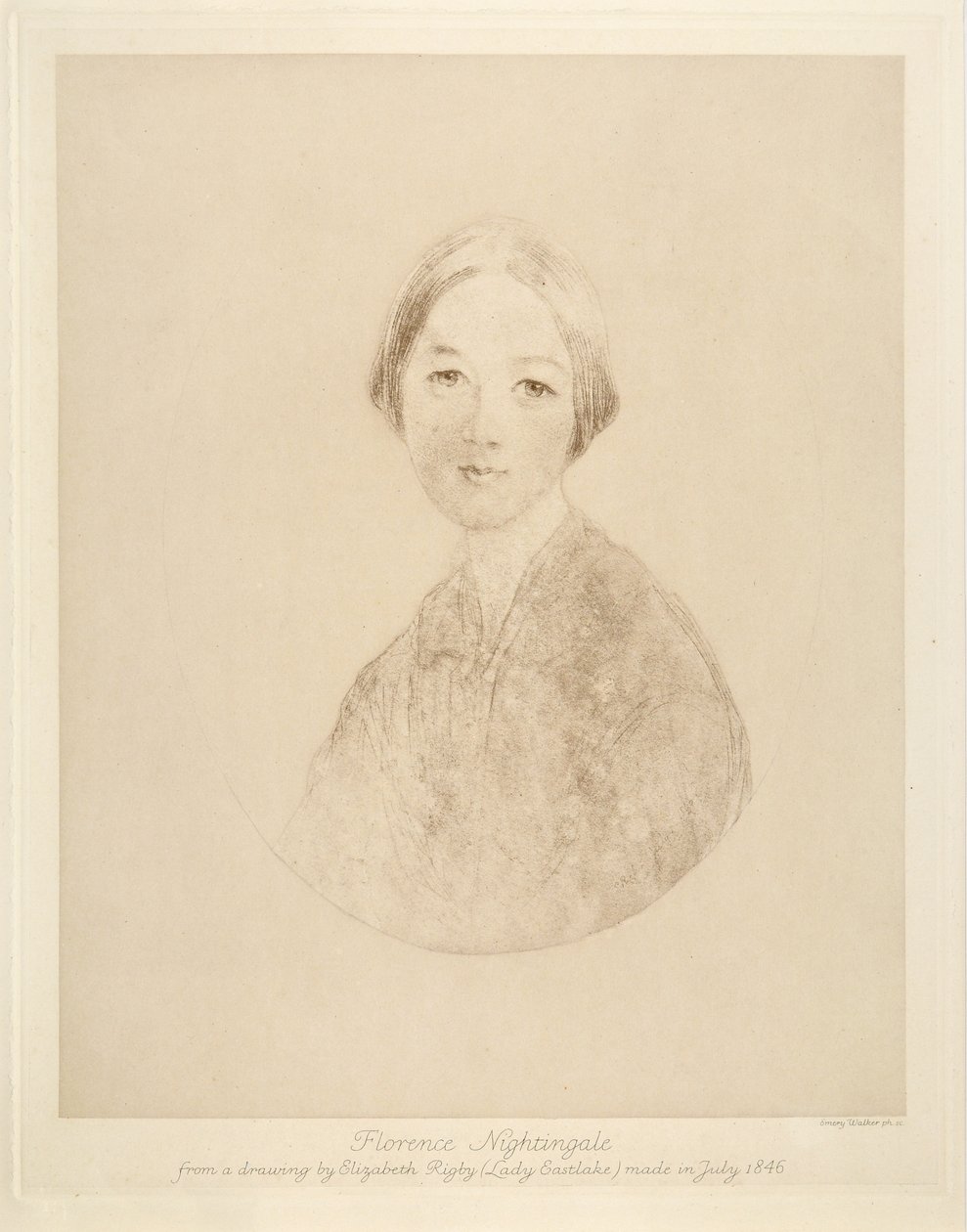 Florence Nightingale, grabado por Emery Walker, 1846 de Elizabeth Rigby