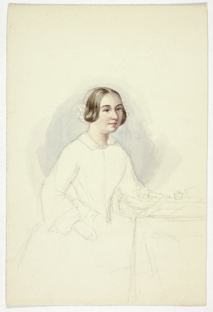 Joven mujer en el escritorio de Elizabeth Murray