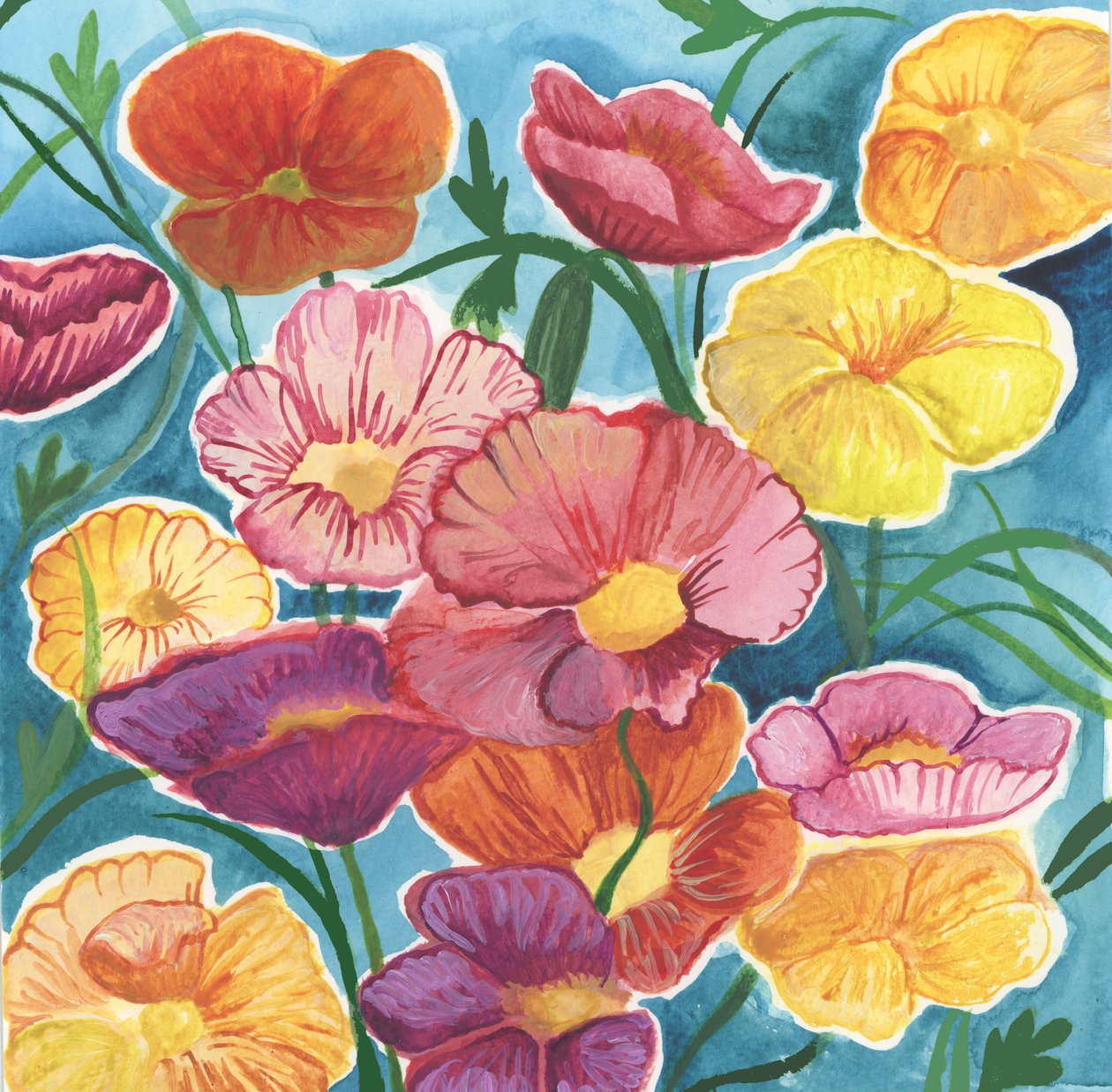 Amapolas de Islandia, 2018 (acuarela) de Elizabeth Rider