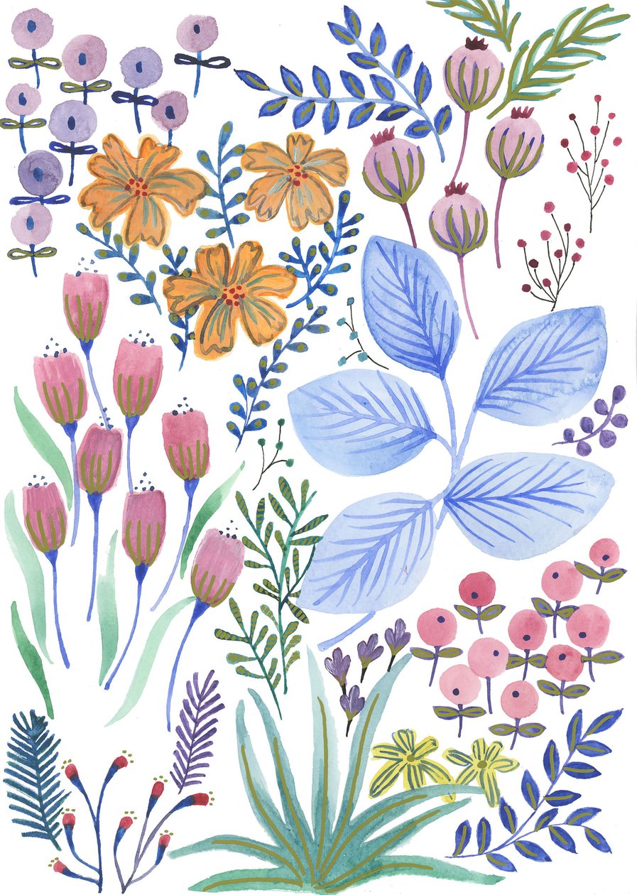 Flores de primavera, 2017 (acuarela) de Elizabeth Rider