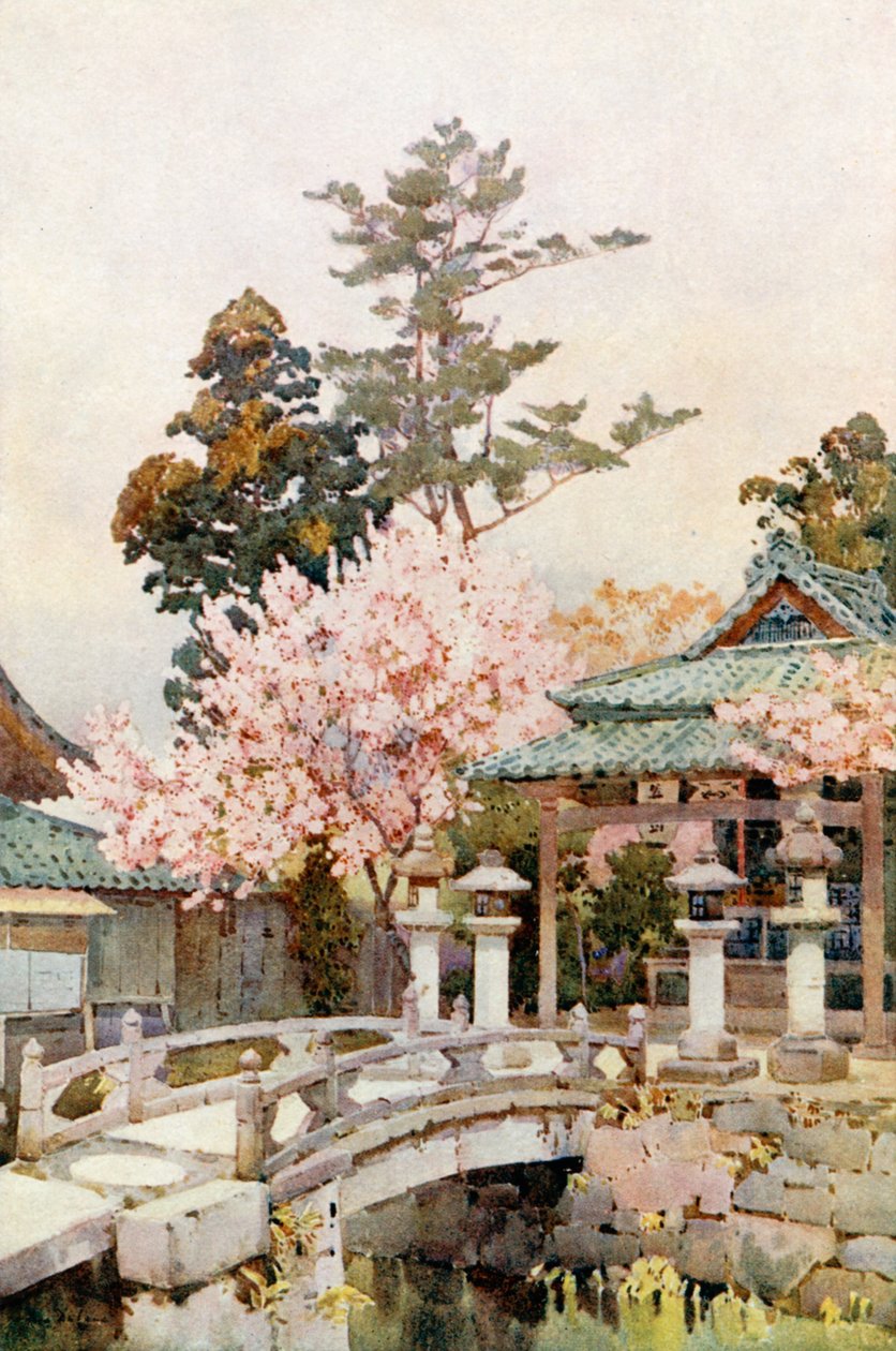 Un santuario en Kyomidzu (litografía en color) de Ella Du Cane