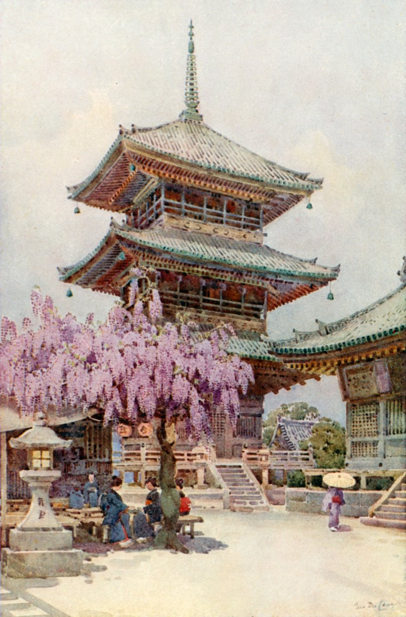 Wistaria, Kyomidzu (litografía en color) de Ella Du Cane