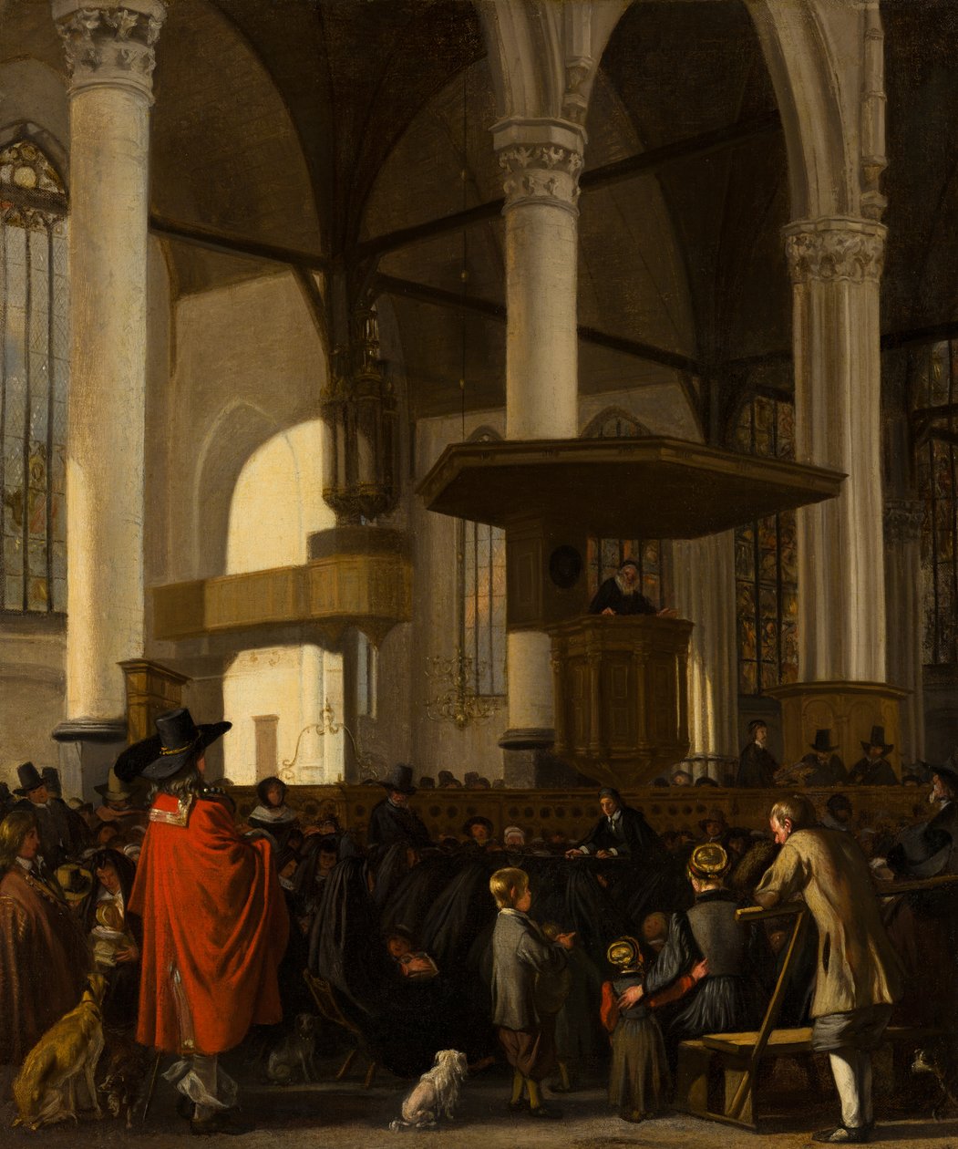 La Iglesia Vieja en Ámsterdam durante un servicio de Emanuel de Witte