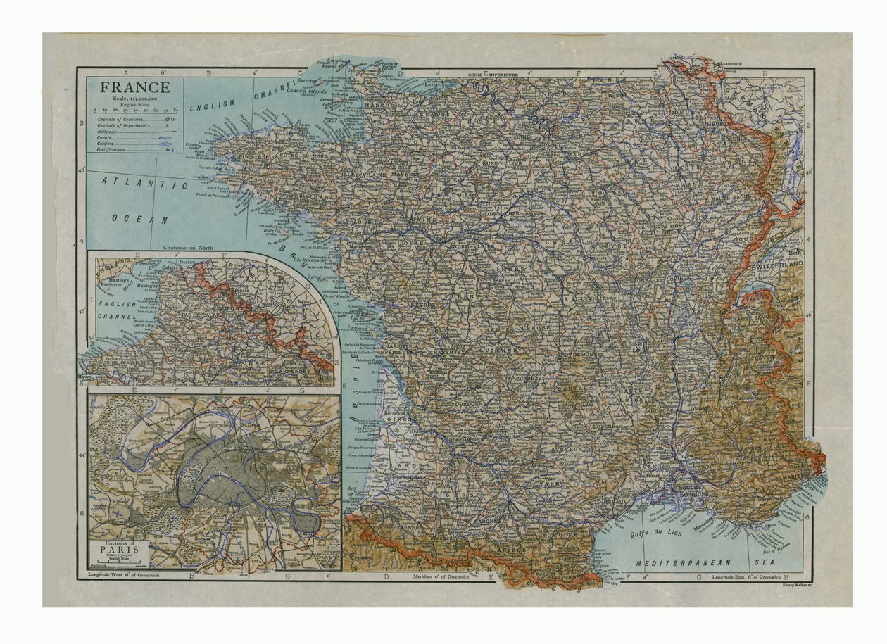 Mapa de Francia, c1910 de Emery Walker